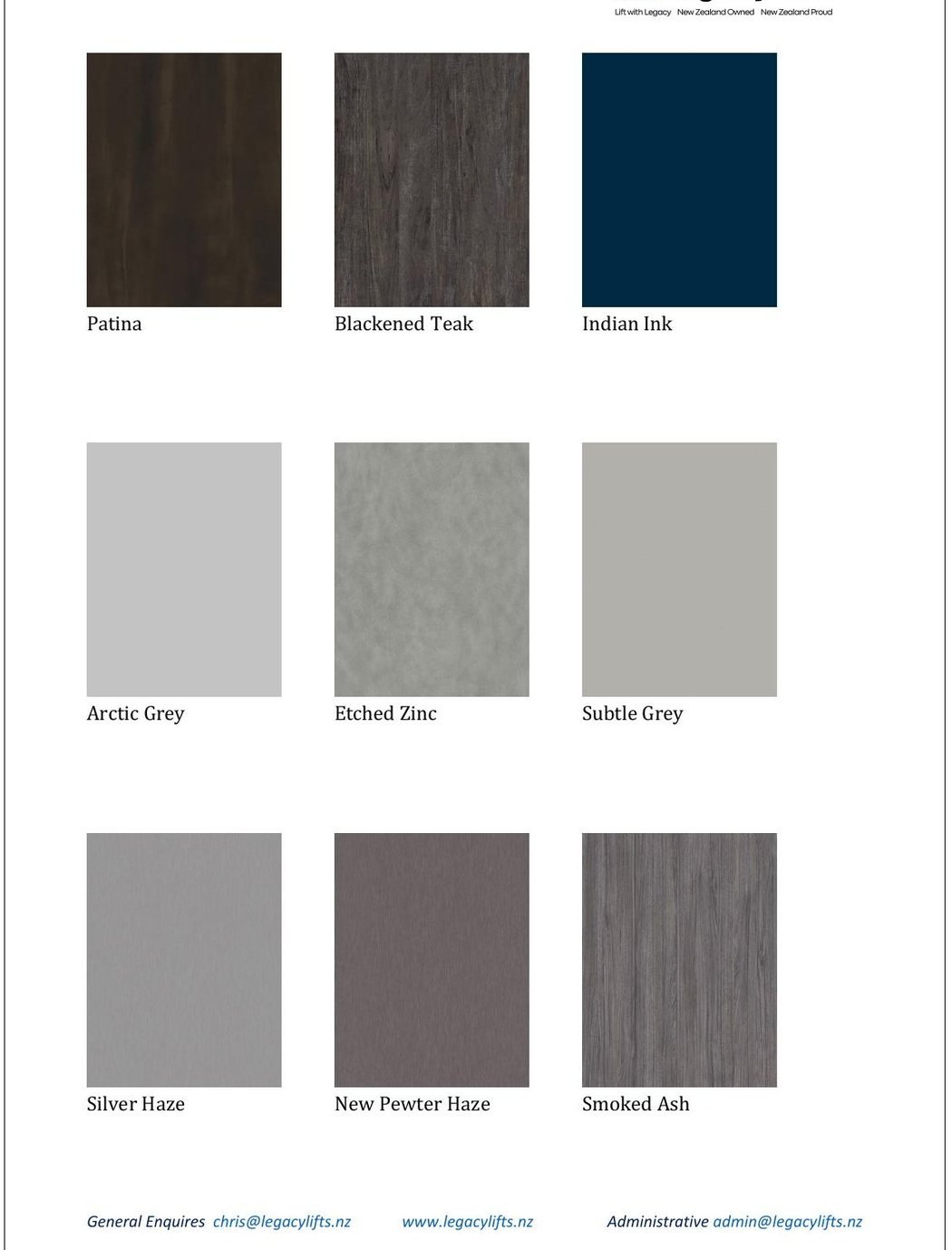 Melamine cabin finishes — greys and pewters