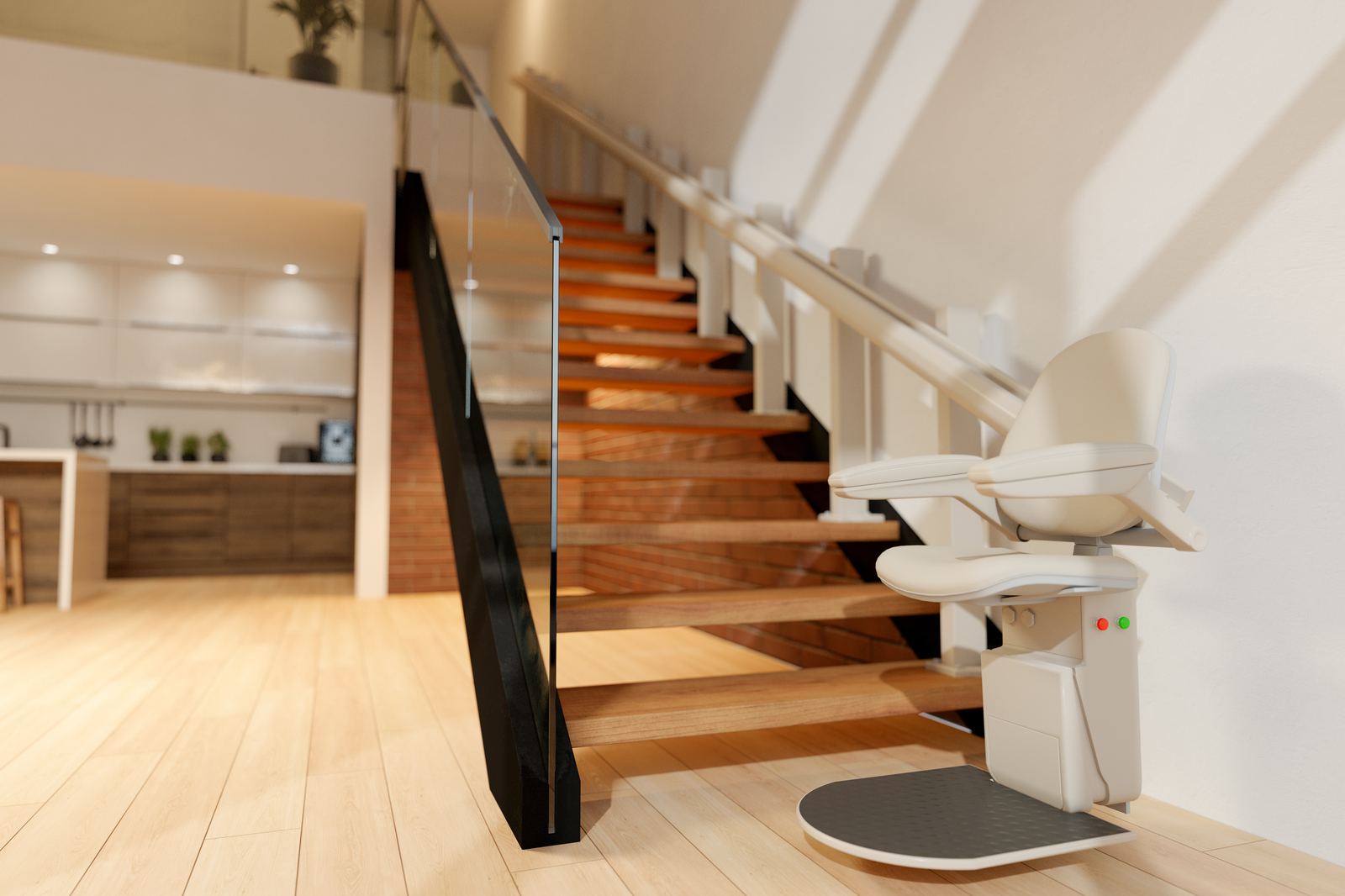 Residential home lift on staircase